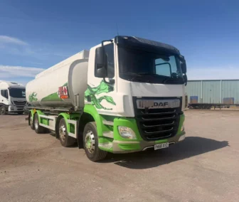 2019 DAF CF430 8x2 fuel tanker with 25,000 litre aluminium barrel and Emco Wheaton metering, PN68 XXD, available for worldwide export from Clugston International.