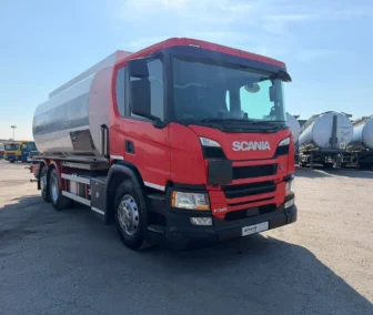 New Generation Scania P320 6x2 fuel tanker with 20,000 litre aluminium barrel and rear lift and steer axle, available for worldwide export from Clugston International.