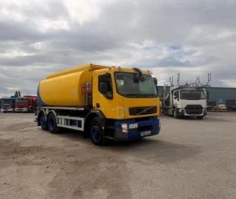 2012 Volvo FE340 6x2 fuel tanker with 18,000 litre stainless steel barrel and bottom loading, PK12 CAO, available for worldwide export from Clugston International.